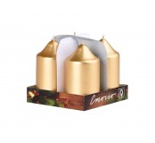 Adventní svíčky, metalická zlatá, 4 ks, 9 cm