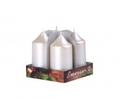 Adventní svíčky, metal. perleťová bílá, 4 ks, 7,5 cm