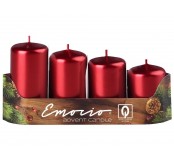 Adventní svíčky stupňovité, metalická červená 5,5-8cm