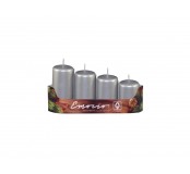 Adventní svíčky stupňovité, metalická stříbrná 5,5-8cm
