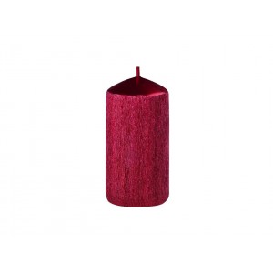 Svíčka drápaná, perleťová červená 6x12 cm