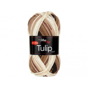 Vlna Tulip color - hnědo-bílá