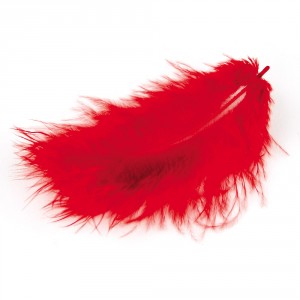 Dekorační barevné peří Marabu, 17ks, červená
