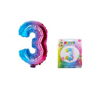 Balónek nafukovací ve tvaru čísla 3, duhový