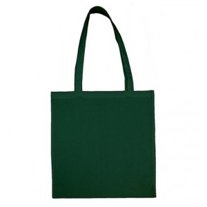 Bavlněná plátěná taška dl. ucho, 38x42 cm, lahvová zelená